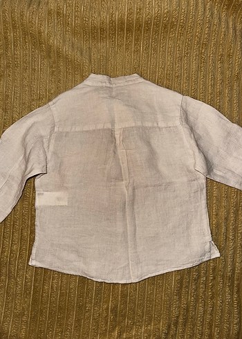 Zara %100 keten bej erkek bebek gömlek - Görsel 4