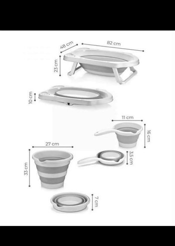 Katlanabilir 3lü Bebek Küveti ve Banyo Seti - Görsel 3