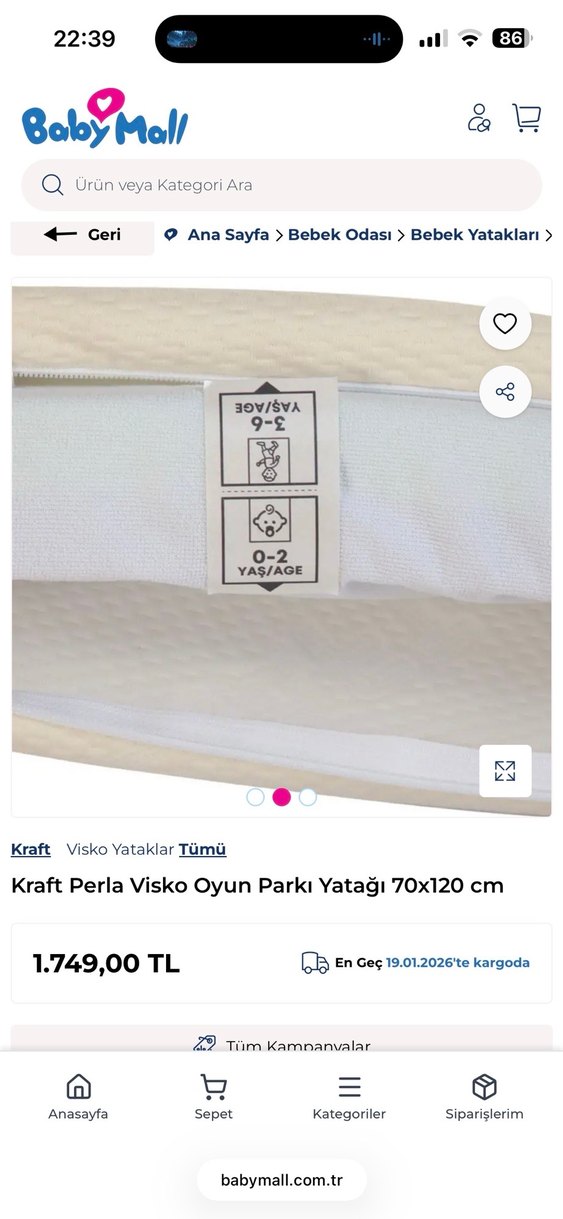 Kraft Visko bebek Park Yatağı 70x120 cm - Görsel 3