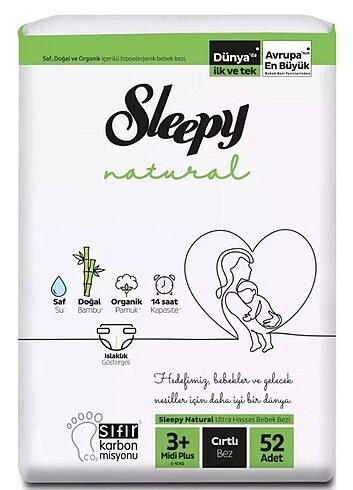Sleepy 3+ Midi plus cırtlı bebek bezi