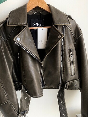 Zara Zara kömür rengi deri ceket