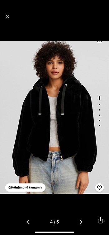 xs Beden siyah Renk Bershka kapüşonlu peluş