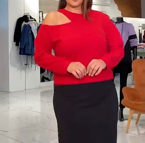 Tuvidxxl kırmızı bluz 48 bede rahat full lykra bluz .Rahat .bir