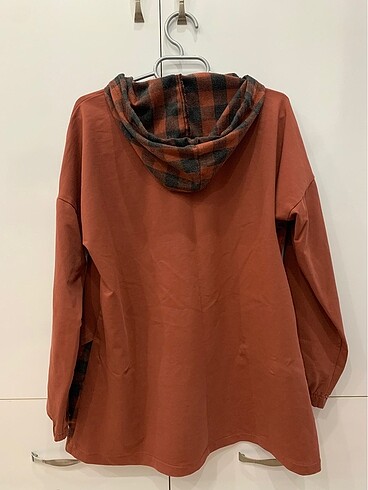 42 Beden kahverengi Renk Kapüşonlu Sweatshirt Tunik