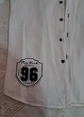 Beyaz Pamuklu Erkek Gömlek 96 Baskılı - Görsel 2