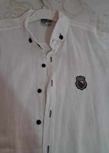 Beyaz Pamuklu Erkek Gömlek 96 Baskılı - Görsel 3