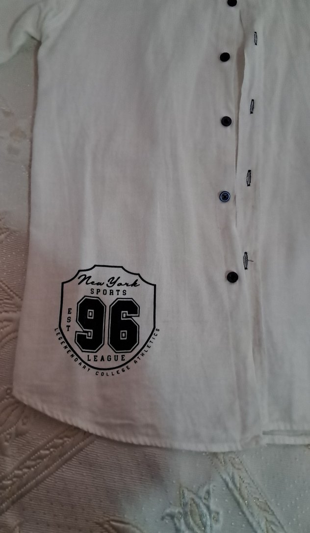 Beyaz Pamuklu Erkek Gömlek 96 Baskılı - Görsel 2