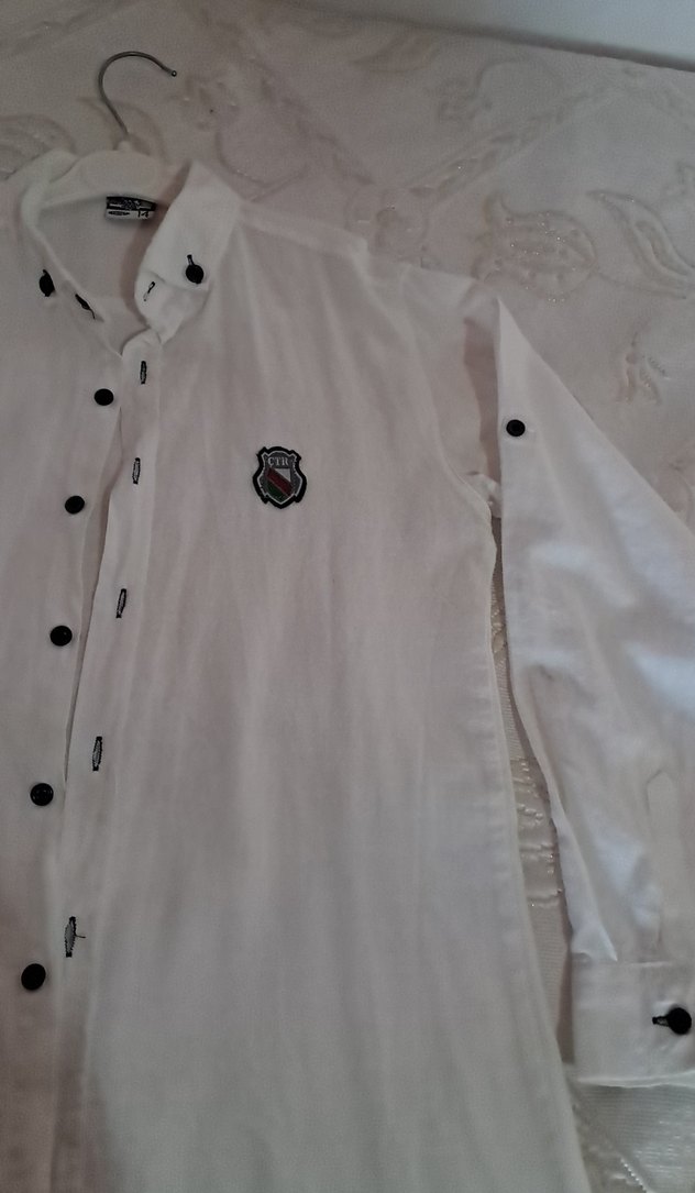 Beyaz Pamuklu Erkek Gömlek 96 Baskılı - Görsel 4