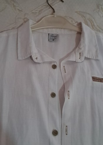 Bej Keten Erkek Çocuk uzun Kollu Gömlek - Görsel 2