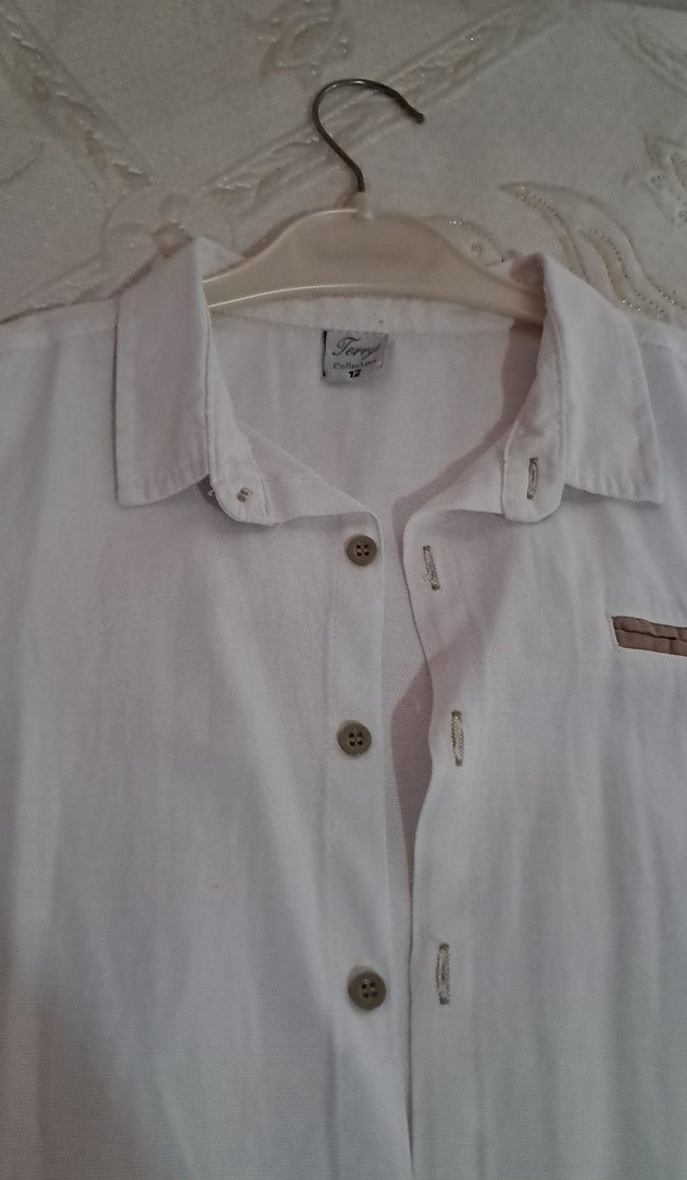 Bej Keten Erkek Çocuk uzun Kollu Gömlek - Görsel 2