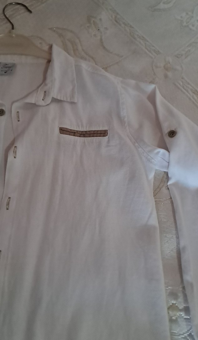 Bej Keten Erkek Çocuk uzun Kollu Gömlek - Görsel 3