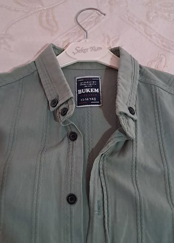 Düğmeli Gri Keten Erkek Gömlek - Görsel 2