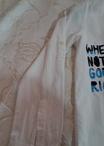 Beyaz Erkek Çocuk Uzun Kollu Baskılı Gömlek - Görsel 3