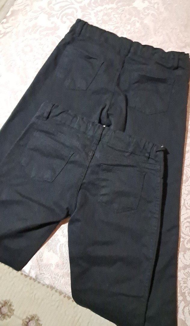 Düğmeli Siyah Kumaş 2 adet erkek çocuk  Pantolon - Görsel 3