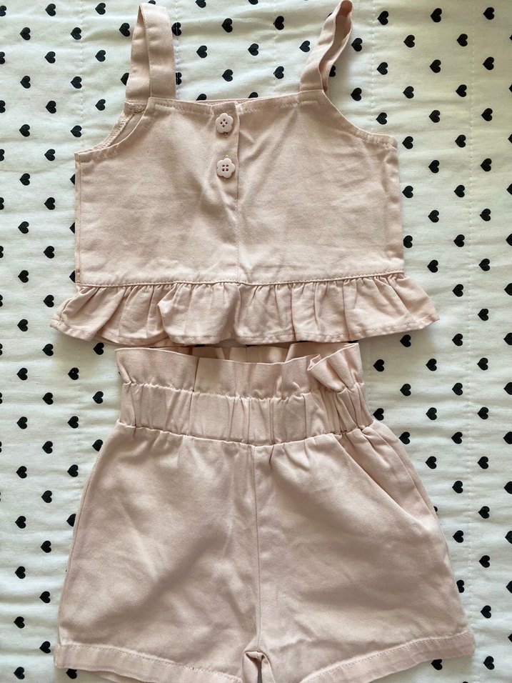 Pembe Bebek Kız Fırfırlı Kolsuz Takım - Görsel 2