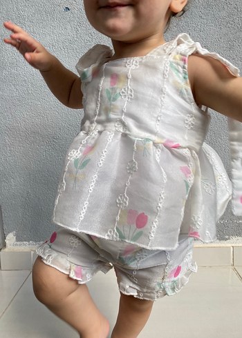 Beyaz Şeffaf Tie-Dye Desenli Kız Bebek Tulum - Görsel 2