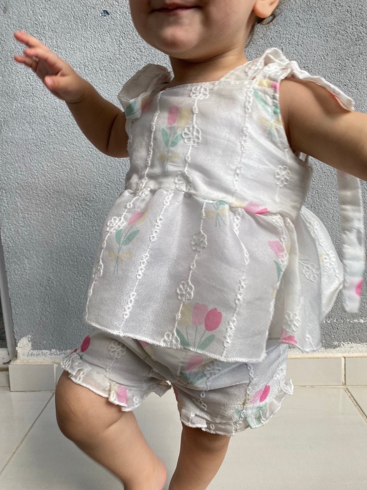 Beyaz Şeffaf Tie-Dye Desenli Kız Bebek Tulum - Görsel 2