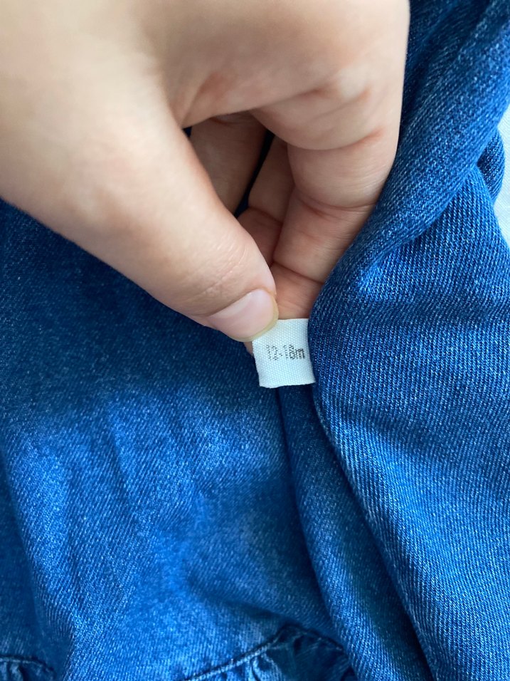 Kız Çocuk Mavi Denim Askılı Elbise - Görsel 3