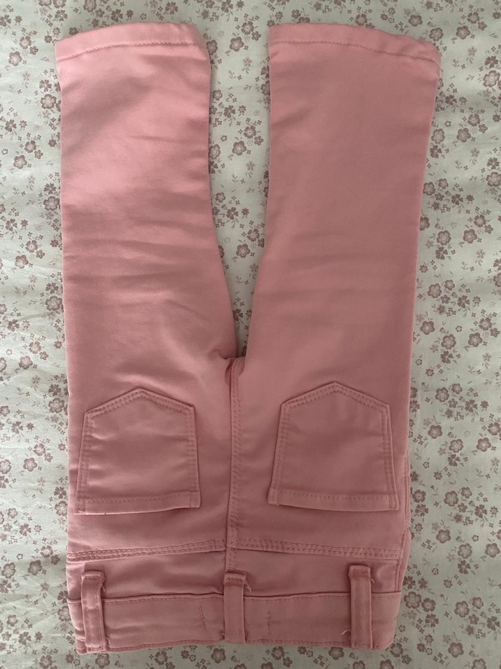 Dantel Detaylı Pembe Kız Kot Pantolon - Görsel 2