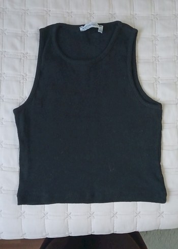 Kadın Siyah Kolsuz Crop Top