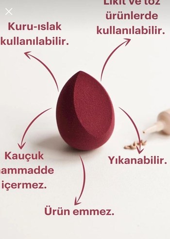 Bordo Makyaj Süngeri Gorkito - Görsel 2