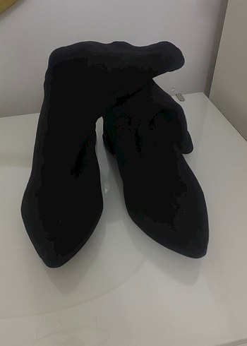 Siyah Süet streç Kadın Bot - Görsel 2