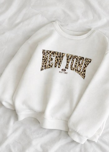 Kahverengi Leopar Desenli Kadın Sweatshirt - Görsel 3
