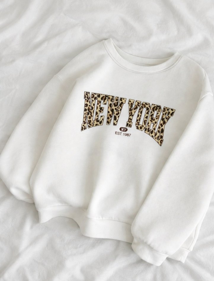 Kahverengi Leopar Desenli Kadın Sweatshirt - Görsel 3