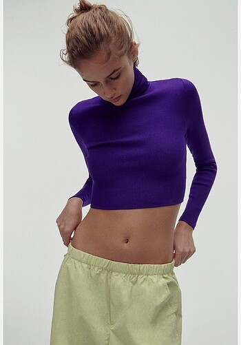 s Beden Zara Crop Boğazlı Triko