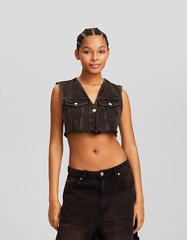 Bershka Crop Denim Ceket