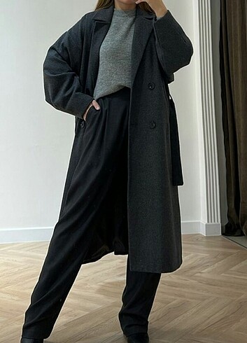 GRİ OVERSIZE KABAN