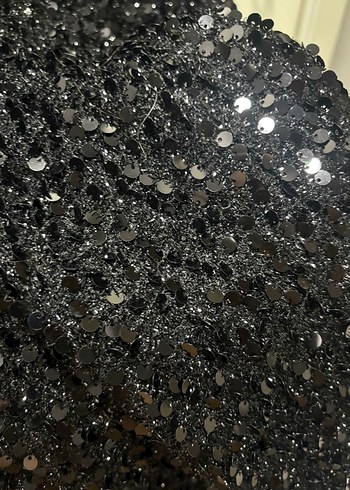 Zara İnce Askılı Payet İşlemeli Siyah mini Elbise