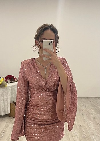 Diğer Pembe Payet Elbise