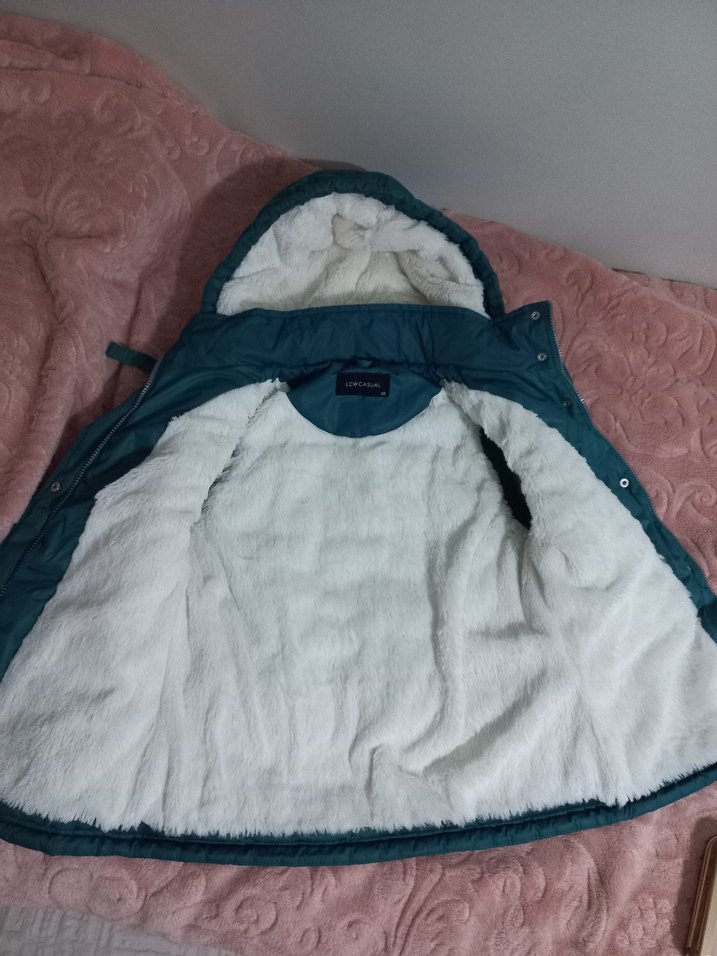 Kürklü Kapüşonlu Turkuaz Kadın Yelek - Görsel 2