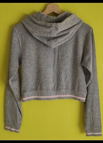 Crop hoodie - kapşonlu crop sweatshirt  - Görsel 2