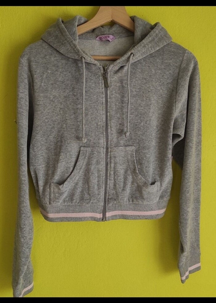 Crop hoodie - kapşonlu crop sweatshirt  - Görsel 3