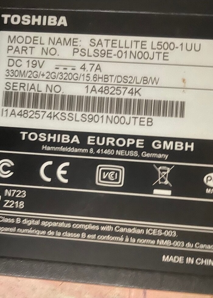 Arızası TOSHİBA L500-1UU - Görsel 5