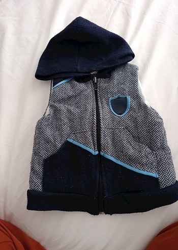 Nakışlı Gri Fermuarlı Erkek Çocuk Kaban yelek - Görsel 3