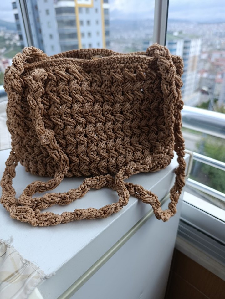 makrome çıtçıtlı çanta - Görsel 4