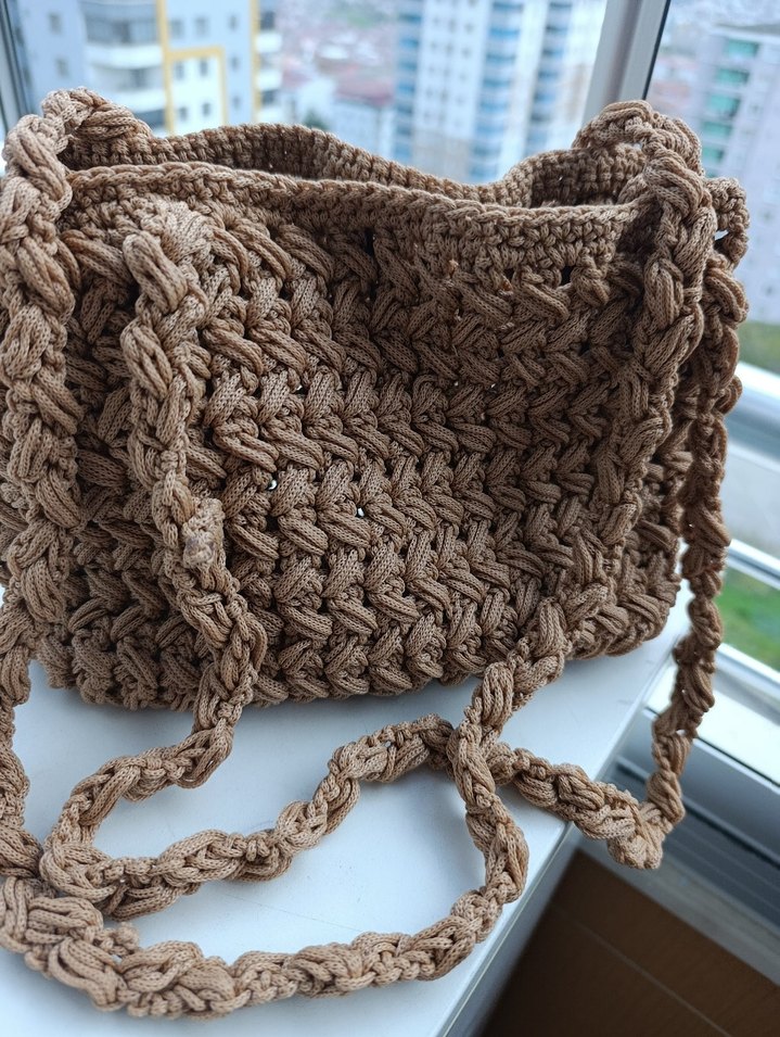 makrome çıtçıtlı çanta - Görsel 2