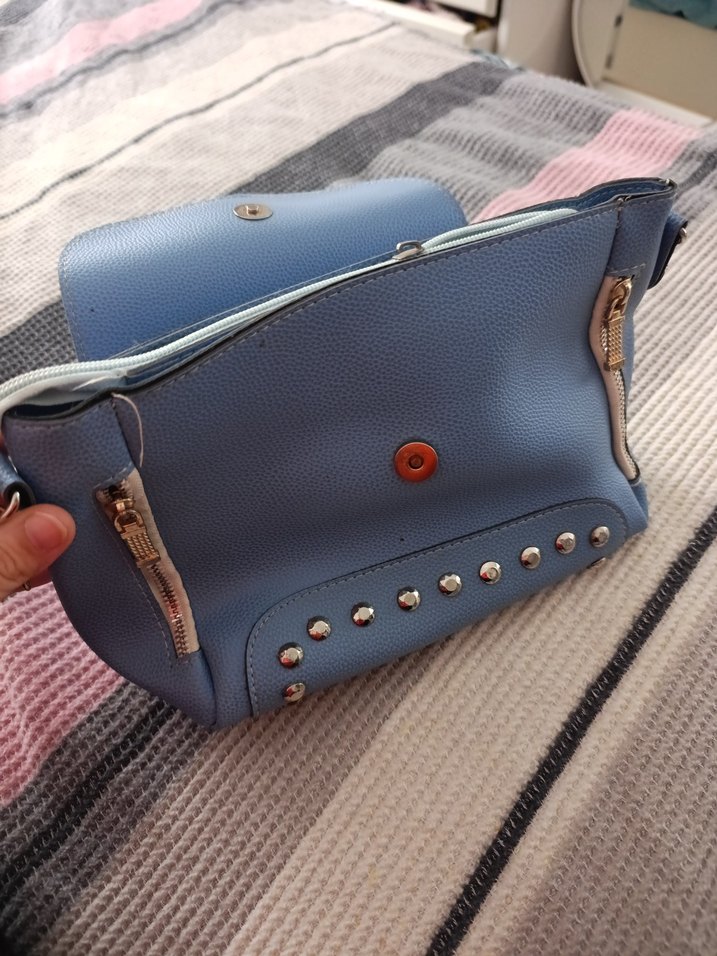 Mavi Deri Kadın Çanta - Görsel 3