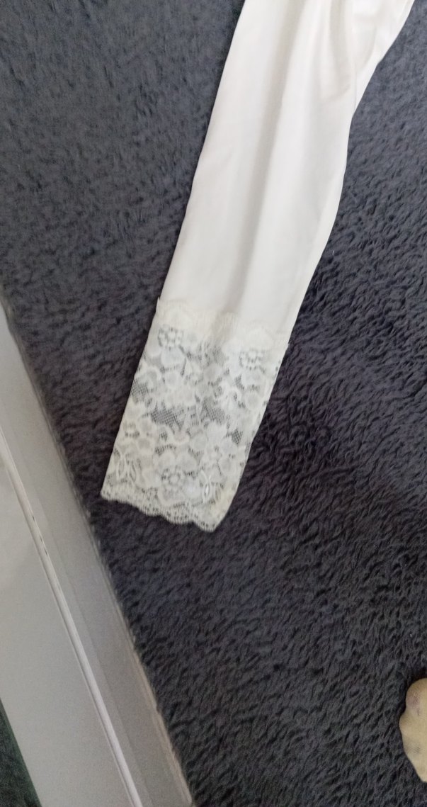 Kadınlar için Beyaz Uzun Kollu Pamuklu Tişört - Görsel 2