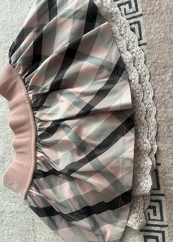 Pembe Gri Kareli fırfırlı etek - Görsel 2