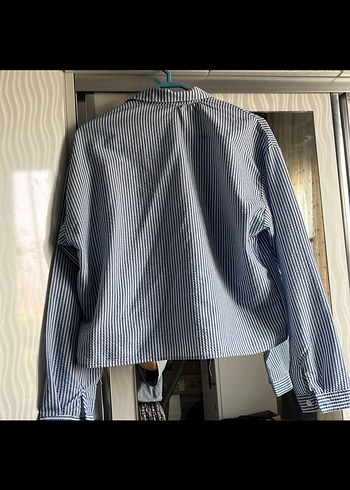 Mavi Çizgili Uzun Kollu  Gömlek - Görsel 2