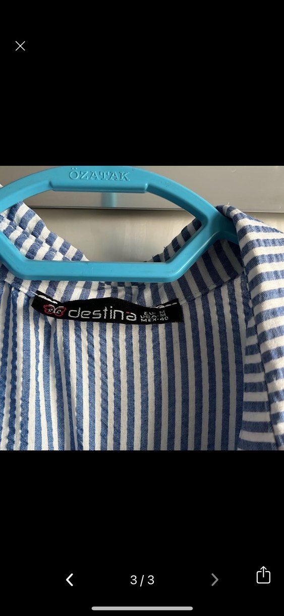 Mavi Çizgili Uzun Kollu  Gömlek - Görsel 3