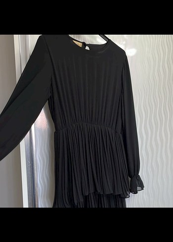 Uzun Siyah tesettür elbise - Görsel 3