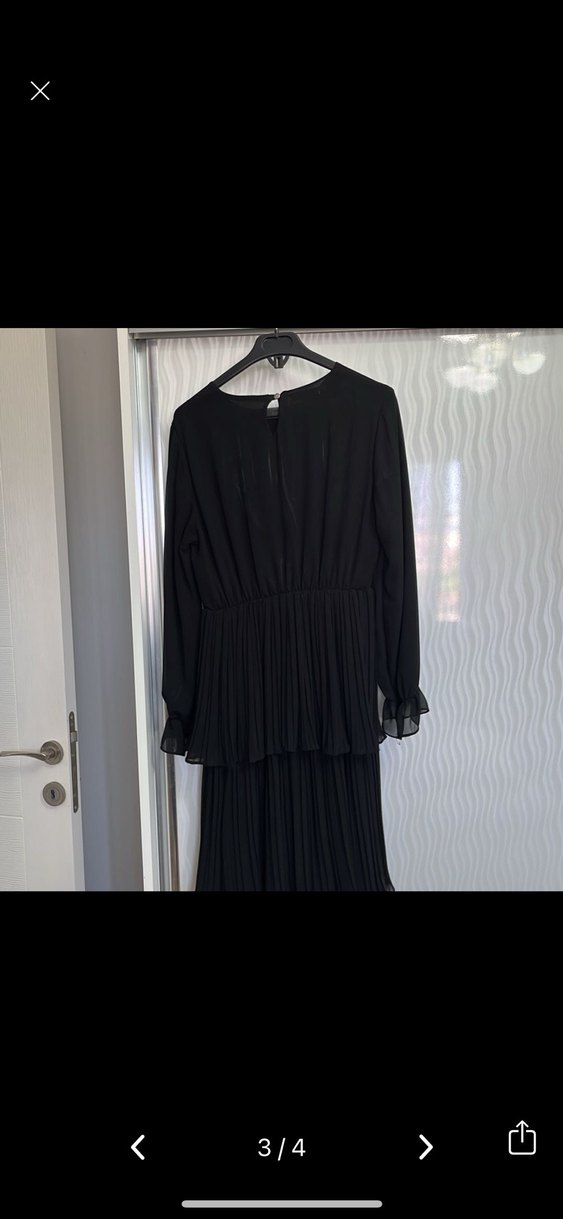 Uzun Siyah tesettür elbise - Görsel 2