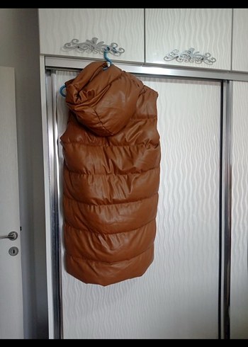 Kahverengi Deri Kemerli Kadın Yelek - Görsel 2