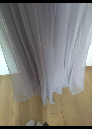 Gri Drapeli Uzun Abiye Elbise - Görsel 6