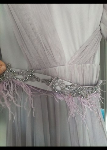 Gri Drapeli Uzun Abiye Elbise - Görsel 2